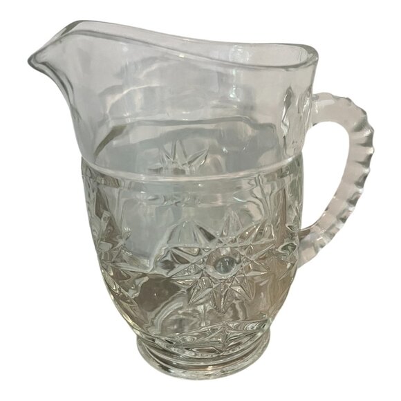 Vtg  Anchor Hocking Star of David Collection Clear Glass Starburst Pattern Pitch - Picture 1 of 7